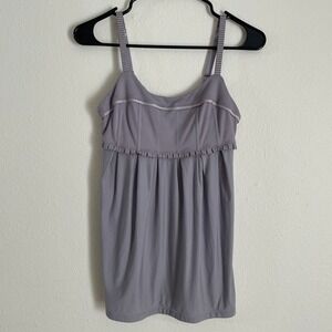 Lululemon Pritti Lavender Gray Ruffle Trim Built In Bra Tank Top 6 Camisole Yoga